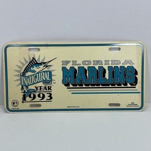 Florida Marlins License Plate Car Tag Inaugural Year 1993